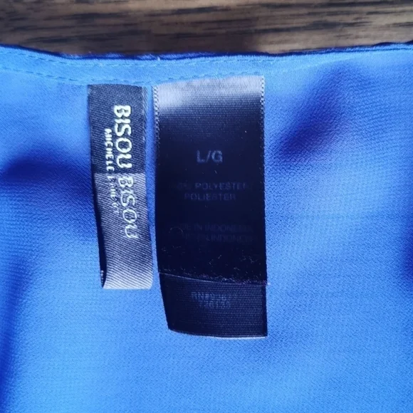 BISOU Bisou Pleated Sheer Blue Dress Swim Cover Large - Picture 4 of 7